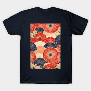 Traditional Japanese Kimono Pattern with Umbrellas T-Shirt